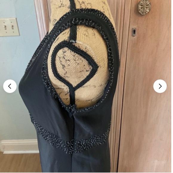 VTG Emanuel Ungaro Black silk beaded slip dress Y2K CBK style minimalist 10 - Picture 5 of 14